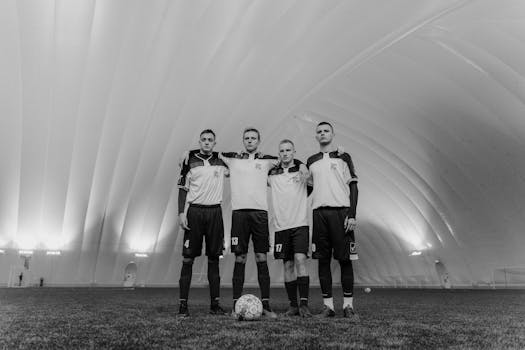 Soccer players working together during a training session