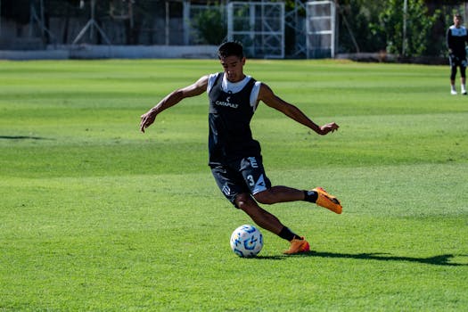 soccer player practicing cone drills