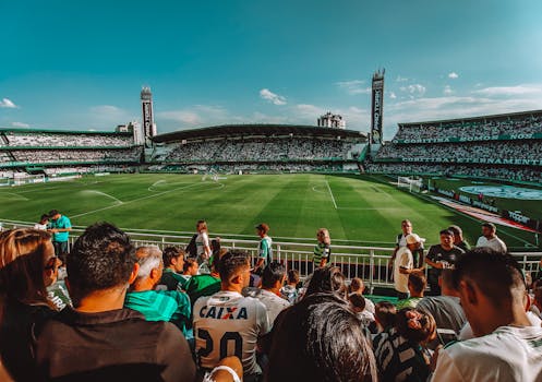 exciting soccer match on large screen