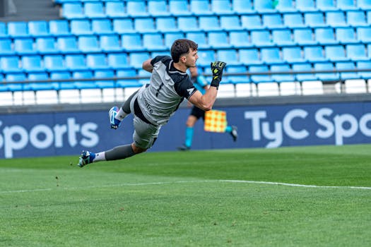 Goalkeeper diving for a penalty