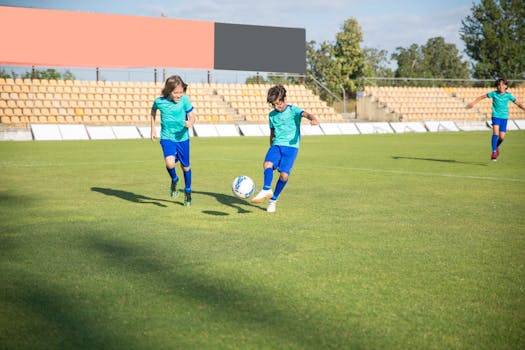 Children playing soccer