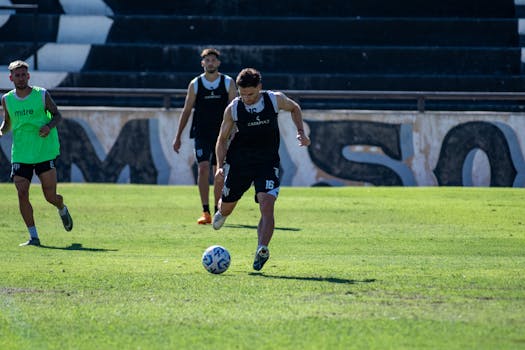 soccer players practicing drills