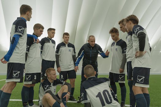 players discussing tactics during a timeout