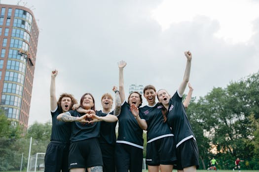 soccer team celebrating